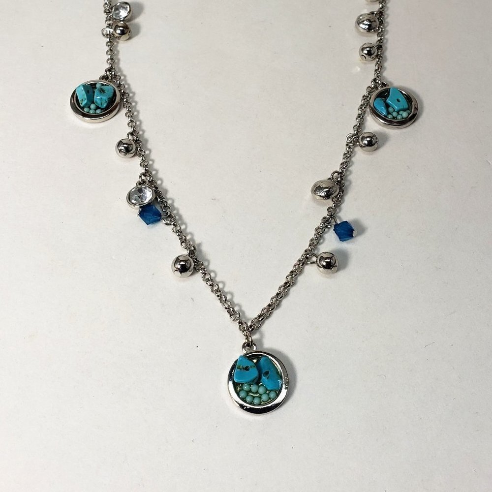 GUESS Silver-Tone Necklace – Colorful Beads & Crystal Disc Accent Jewelry - 32" - Picture 4 of 9